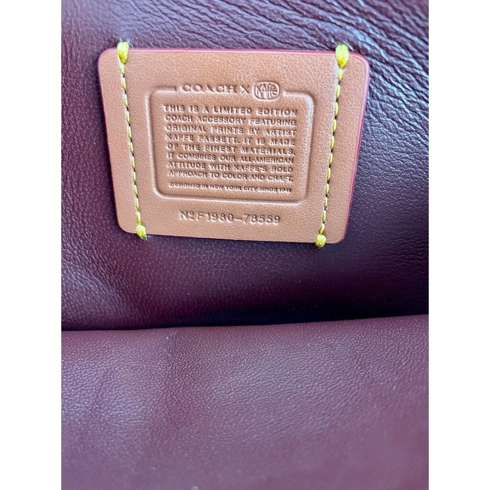 Coach New York x Kaffe Fassett Callie‎ Leather Foldover Clutch Chain Strap EUC